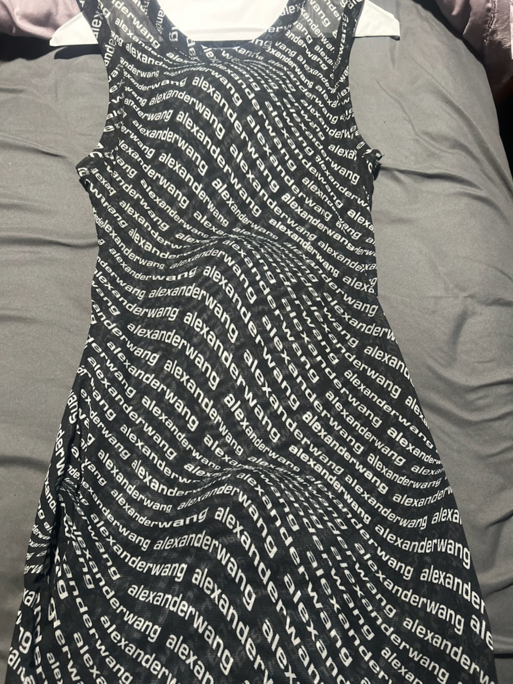 Alexander Wang Black & White Logo-Print Midi Dress